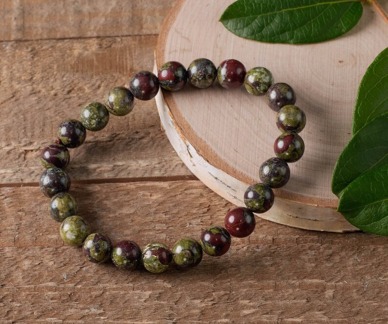 Bloodstone Beads DRAGON BLOODSTONE Power Bracelet Bloodstone Jewelry Bloodstone Bracelet Healing Stone Bracelet Healing Crystal E0615