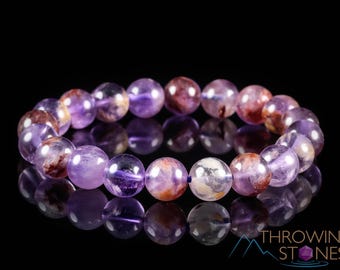 AMETHYST Crystal Bracelet - Round Beads - Beaded Bracelet, Birthstone Bracelet, Handmade Jewelry, Healing Crystal Bracelet, E1559