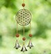 WIND CHIME - Flower of Life, RUDRAKSHA Beads, Gold, Bells - Windchimes for Outdoors, Home Decor, E0494 