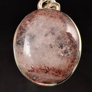 DISCO FIRE HEMATITE Phantom Quartz Crystal Pendant - Sterling Silver - Fine Jewelry, Healing Crystals and Stones, 53009