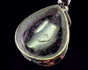 Ciondolo in cristallo di quarzo rosa fuoco COVELLITE - Gioielleria raffinata, cristalli e pietre curative, 54293