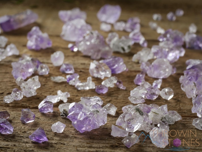 February Pisces birthstone micro tiny raw crystals gemstones chips for jewelry making, by Throwin Stones