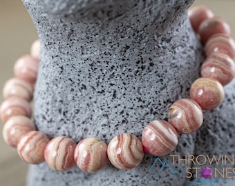 RHODOCHROSITE Crystal Bracelet, High Grade Banded Rhodochrosite Jewelry - Beaded Bracelet, Handmade Jewelry, Healing Crystal Bracelet, 38953