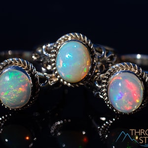 ANILLO OPAL - Plata esterlina, Todos los tamaños - Anillos de ópalo etíope para mujer, Joyería nupcial, Welo Opal, E1917