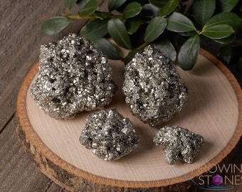 Cristal de pirita en bruto - Piedras doradas naturales, tallas XS-L, decoración metafísica única para el hogar, E1012