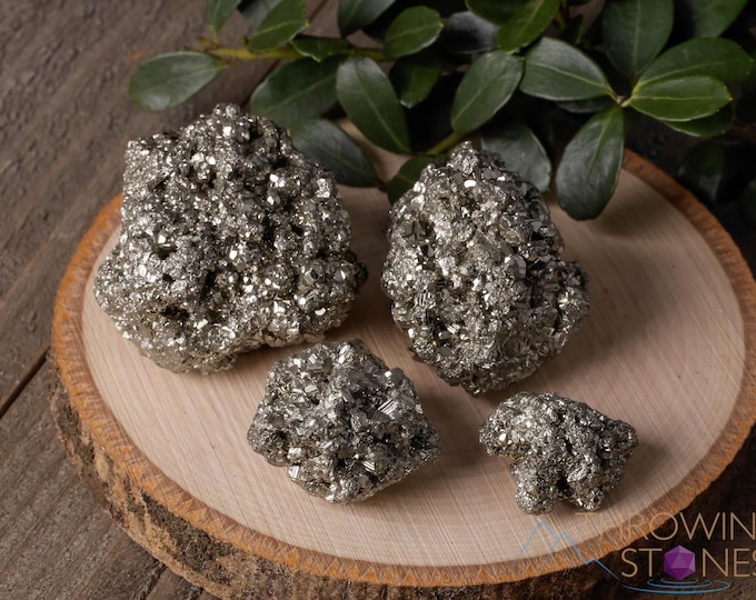 Raw PYRITE Crystal Cluster - XS-L Natural Golden Stones, Unique Metaphysical Home Decor, E1012