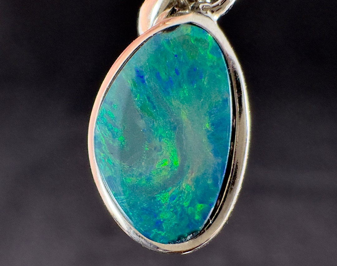 OPAL Pendant Sterling Silver, Opal Doublet Birthstone Jewelry, Opal