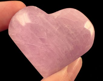 KUNZITE Heart Carving - Polished Crystal Decor, Genuine Rocks + Minerals For Stone Collections, 57044