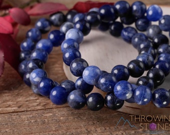 SODALITE Crystal Bracelet - Round Beads - Beaded Bracelet, Handmade Jewelry, Healing Crystal Bracelet, E0584