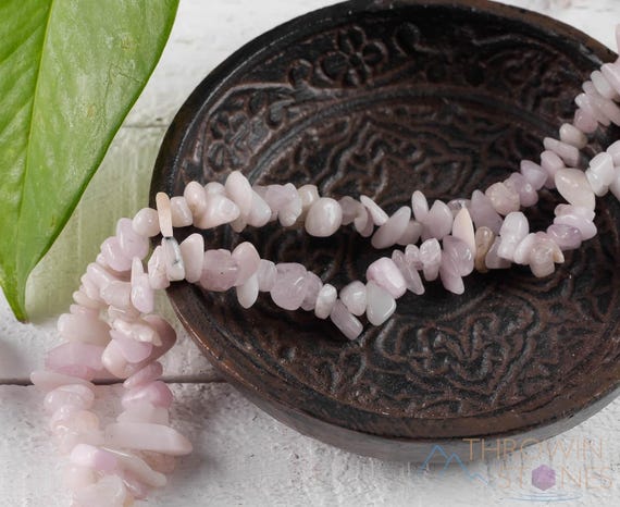 Pink KUNZITE Crystal Necklace - Chip Beads - Long Crystal Beaded Necklace, Handmade Jewelry,  E0818