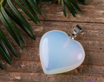 OPALITE Crystal Heart Pendant - Crystal Pendant, Handmade Jewelry, Healing Crystals and Stones, E0663
