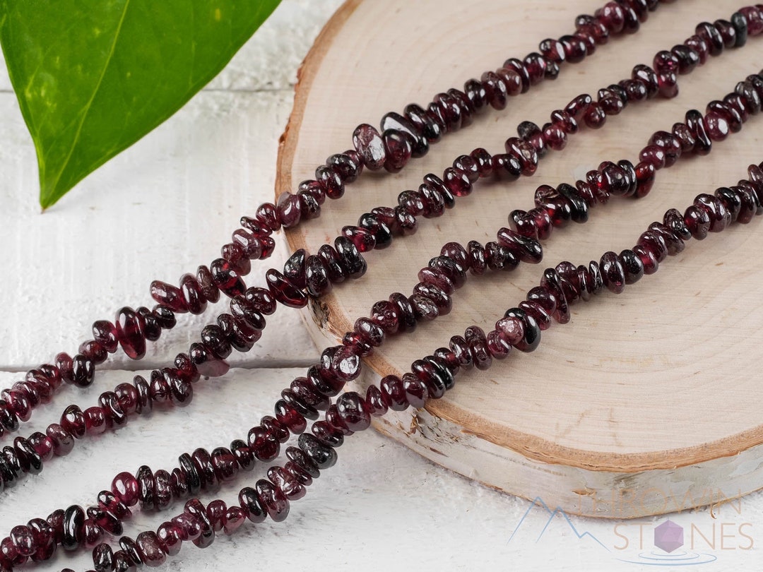 GARNET Crystal Necklace Chip Beads, Long Crystal Necklace, Birthstone  Necklace, Handmade Jewelry, E0708