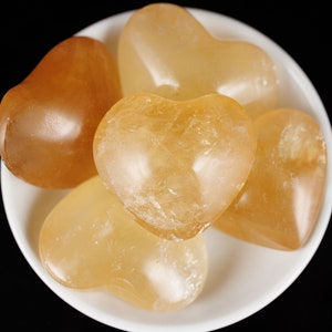 Honey Yellow Orange CALCITE Crystal Heart - Self Care, Mom Gift, Home Decor, Healing Crystals and Stones, E0987