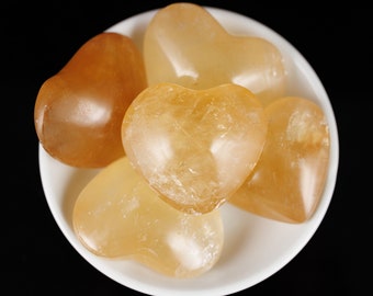 Honey Yellow Orange CALCITE Crystal Heart - Self Care, Mom Gift, Home Decor, Healing Crystals and Stones, E0987