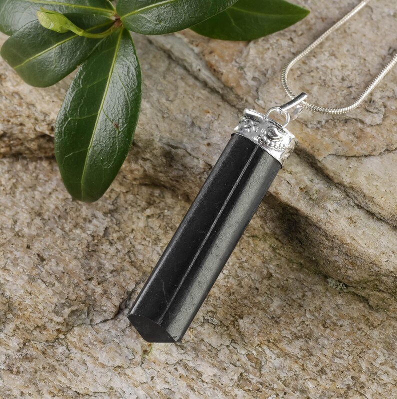 Crystal Point E0234 Silver Jewelry Making Black Tourmaline Necklace Black Tourmaline Pendant 1.5 Inch BLACK TOURMALINE Crystal Pendant