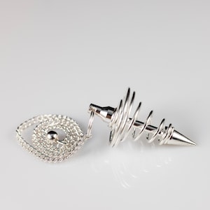 Spiral SILVER Pendulum - Divination, Metaphysical, Healing Crystals and Stones, E2124