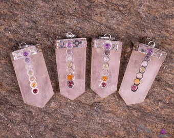 Collana Con Ciondolo In Cristallo Quarzo Rosa Naturale - Punto Guarigione Chakra Esagonale