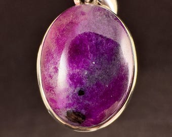Gel SUGILITE Crystal Pendant - Sterling Silver, Oval Cabochon Fine Jewelry, Healing Stones, 54549