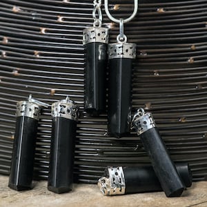 BLACK TOURMALINE Crystal Pendant - Crystal Points, Pendulum, Handmade Jewelry, EMF and Empath Protection,  E0234