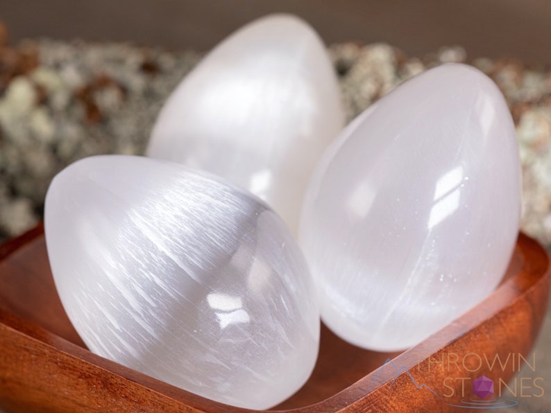 White SELENITE Crystal Egg Palm Stone Self Care Healing | Etsy