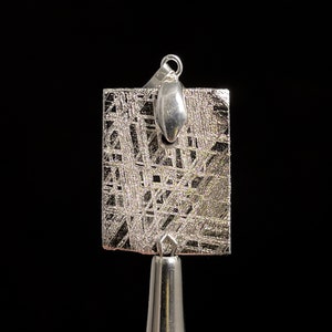 METEORITE Pendant - Rhodium Plated - Ancient Muonionalusta Meteor, Handmade Jewelry, Space Astronomy Gifts, 50241