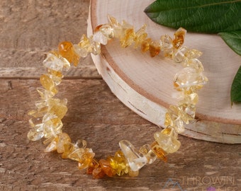 CITRINE Crystal Bracelet - Chip Beads - Beaded Bracelet, Birthstone Bracelet, Handmade Jewelry,  Healing Crystal Bracelet, E0629