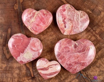 RHODOCHROSITE Crystal Heart - Natural Pink Stone Carving, B Grade Patterns, Home Decor, E1947