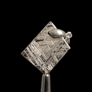 METEORITE Pendant - Rhodium Plated - Ancient Muonionalusta Meteor, Handmade Jewelry, Space Astronomy Gifts, 50258