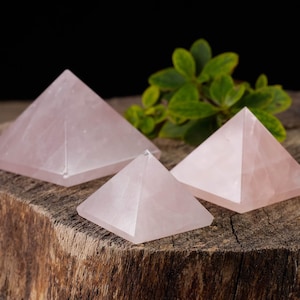 ROSE QUARTZ Crystal Pyramid - Sacred Geometry, Metaphysical, Healing Crystals and Stones, E0500