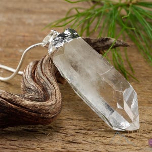 Raw CLEAR QUARTZ Crystal Pendant - Gemstone Handmade Jewelry, Healing Crystals and Stones, Gift for Him,  E0904