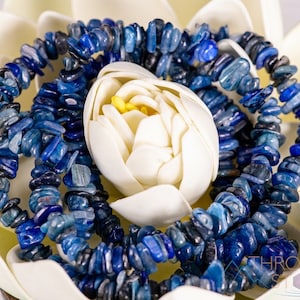 Blue KYANITE Crystal Necklace - Chip Beads - Long Crystal Necklace, Beaded Necklace, Handmade Jewelry, E1695