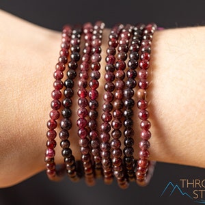 GARNET Crystal Bracelet Round Beads Beaded Bracelet, Birthstone Bracelet, Handmade Jewelry, Healing Crystal Bracelet, E0597 image 2