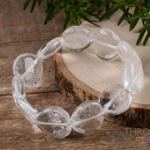 Bracelet en cristal de QUARTZ transparent - perles coeur - bracelet de perles, bijoux faits main, bracelet en cristal de guérison, E1271