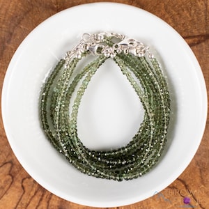 MOLDAVITE Bracelet - Faceted Rondelle Beads - Moldavite Jewelry with Certification, Authentic Moldavite, E1974