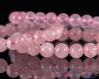 ROSE QUARTZ Crystal Bracelet - Round Beads - Beaded Bracelet, Birthstone Bracelet, Handmade Jewelry, Healing Crystal Bracelet, E0601