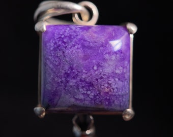 SUGILITE Crystal Pendant - Sterling Silver, Square - Fine Jewelry, Healing Crystals and Stones, 45945