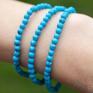 Turquoise HOWLITE Crystal Bracelet - Round Beads - Beaded Bracelet, Handmade Jewelry, Healing Crystal Bracelet, E1990