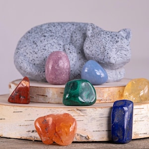 7 CHAKRA Tumbled Crystal Set : Natural Rainbow Healing Pouch Yoga Stones, E0047 image 5