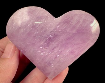 KUNZITE Heart Carving - Polished Crystal Decor, Genuine Rocks + Minerals For Stone Collections, 57053