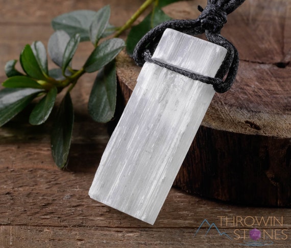 Raw SELENITE Crystal Necklace Raw Crystal Necklace Pendant