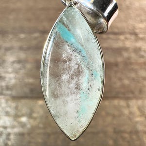 AJOITE in Quartz Crystal Pendant - Sterling Silver, Marquise Cabochon - Fine Jewelry Gift, Healing Crystals and Stones, 54845