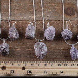 Raw Lepidolite Crystal Necklace - Natural Healing Stone Pendant With Adjustable Braided Rope