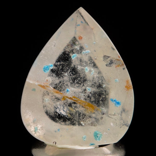 GILALITE Crystal Cabochon, Medusa Paraiba Quartz Crystal - Dots, Teardrop - Gemstones, Jewelry Making, 50861