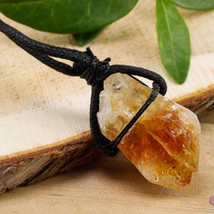 Rohe CITRIN Kristallhalskette: Gelber Geburtsstein Rough Point Anhänger Handmade Schmuck, E0929