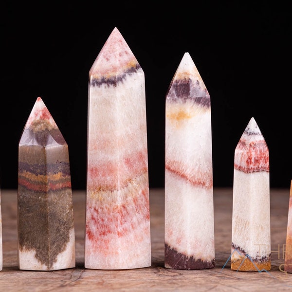 Red Banded ARAGONITE Crystal Tower - Crystal Wand, Crystal Points, Obelisk, Rustic Home Decor, E1626