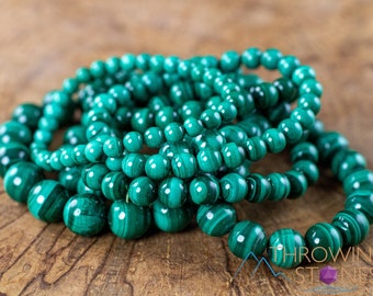 Light Green MALACHITE Crystal Bracelet - Round Beads - Beaded Bracelet, Handmade Jewelry, Healing Crystal Bracelet,  E1817