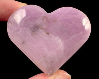 KUNZITE Heart Carving - Polished Crystal Decor, Genuine Rocks + Minerals For Stone Collections, 57054