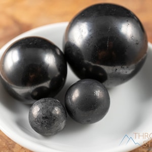 SHUNGITE Crystal Sphere Ball  - Gothic Home Decor, Whimsigoth Gift for Her, E0278