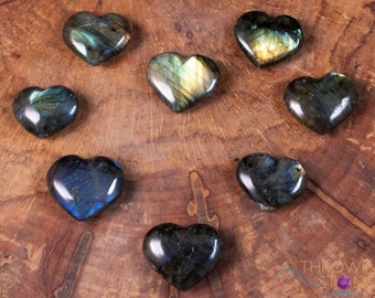 LABRADORITE Crystal Heart - Thin, Dark - Pastel Goth, Gothic Home Decor, Healing Crystals and Stones, E0750