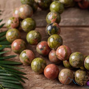 UNAKITE Kristallarmband: 8 mm runda pärlor, handgjorda helande kristallsmycken, födelsedagspresent till henne, E0599